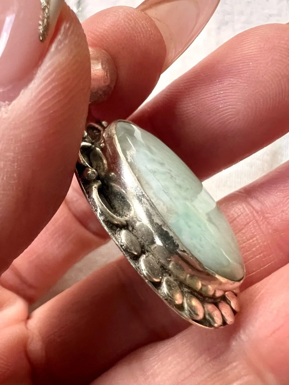 925 Sea Mist Caribbean Larimar Pendant Necklace